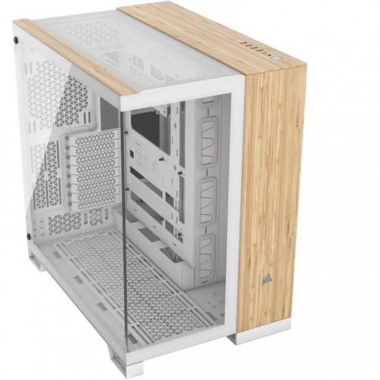 Carcasa Corsair 6500X Mid-Tower Dual Chamber PC Case - White/Bamboo Wood CC-9011284-WW