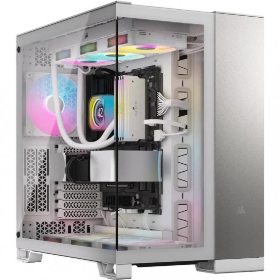 Carcasa Corsair 6500X Mid-Tower Dual Chamber PC Case - White/Satin Gray Aluminum CC-9011285-WW