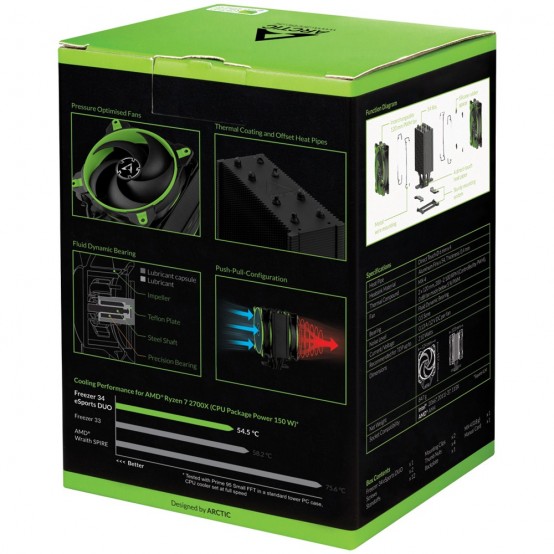Cooler Arctic Freezer 34 eSports DUO - Green