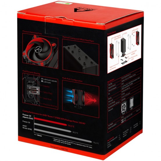 Cooler Arctic Freezer 34 eSports DUO - Red