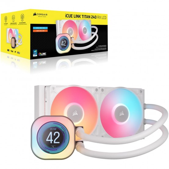 Cooler Corsair iCUE LINK TITAN 240 RX LCD Liquid CPU Cooler - White CW-9061025-WW