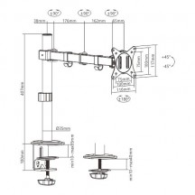 Suport Gembird Adjustable desk display mounting arm (tilting), 13”-27”, up to 8 kg MA-D1-01