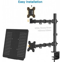Suport Gembird Adjustable desk mount with monitor arm and notebook tray MA-DA-03
