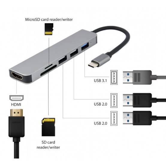 Adaptor Gembird  A-CM-COMBO6-02