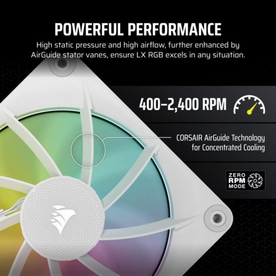 Ventilator Corsair iCUE LINK LX120 RGB 120mm PWM Single Fan Expansion - White CO-9051029-WW