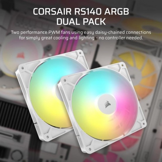 Ventilator Corsair RS140 ARGB 140mm PWM Fans - Dual Pack - White CO-9050187-WW