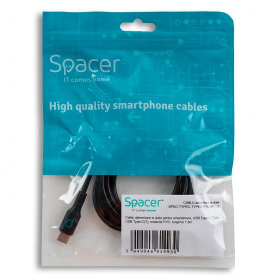 Cablu Spacer  SPDC-TYPEC-TYPEC-PVC-BK-1.8