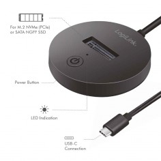 Adaptor LogiLink USB 3.2 Gen2 Quickport, 1-Bay for M.2 NVMe (PCIe) and SATA (NGFF) SSDs QP0032 2