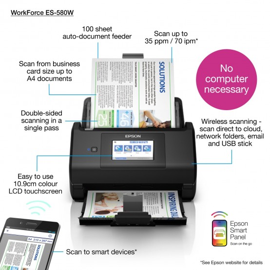 Scanner Epson WorkForce ES-580W B11B258401