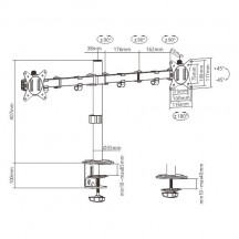 Suport Gembird Adjustable desk 2-display mounting arm (tilting), 13”-27”, up to 7 kg MA-D2-01