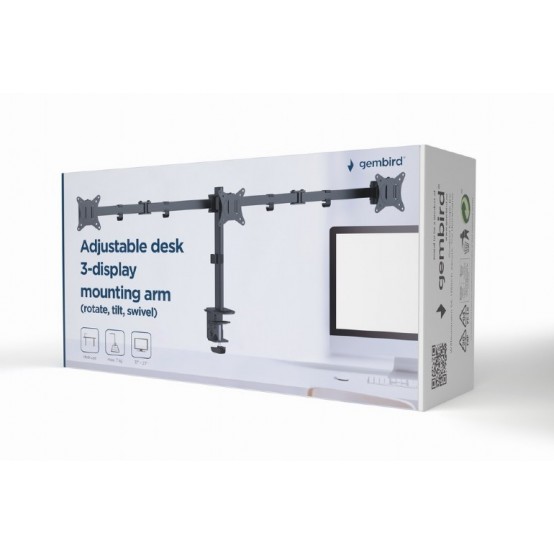 Suport Gembird Adjustable desk 3-display mounting arm (rotate, tilt, swivel), 17”-27”, up to 7 kg MA-D3-01
