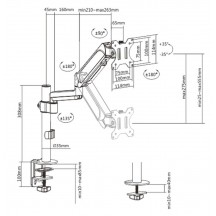 Suport Gembird Adjustable desk display mounting arm, 17”-32”, up to 9 kg MA-DA1P-01