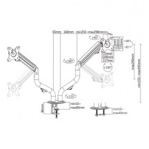 Suport Gembird Adjustable desk 2-display mounting arm (tilting), 13”-27”, up to 7 kg MA-DA2-02