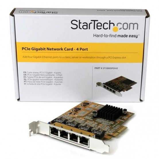 Placa de retea StarTech.com 4-Port PCIe Gigabit Network Adapter Card - TAA ST1000SPEX43