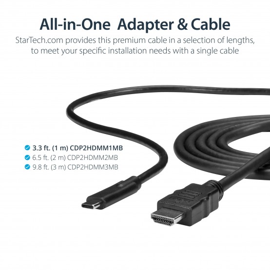 Cablu StarTech.com Ultra HD USB Type-C to 4K HDMI 2.0b Video Adapter Cable CDP2HDMM1MB