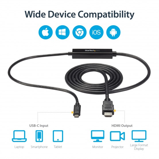 Cablu StarTech.com Ultra HD USB Type-C to 4K HDMI 2.0b Video Adapter Cable CDP2HDMM1MB