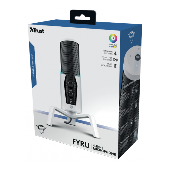 Microfon Trust GXT 258W Fyru USB 4-in-1 streaming microphone - White TR-24257