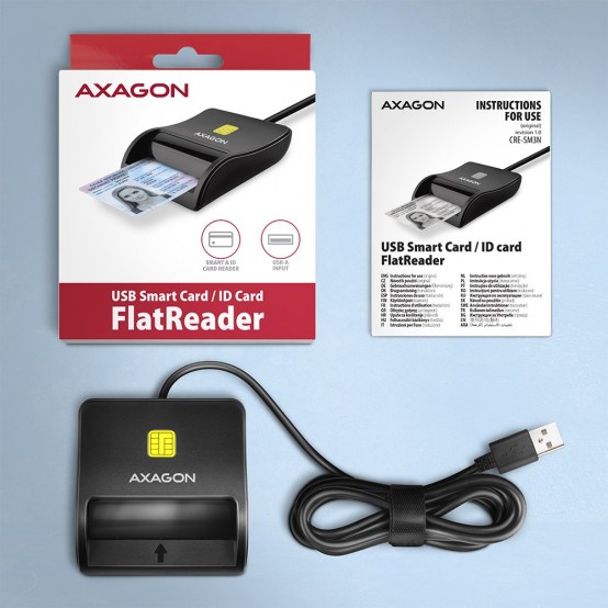 Card reader Axagon Cititor electronic carti de identitate Smart Card FlatReader, USB 2.0 CRE-SM3N
