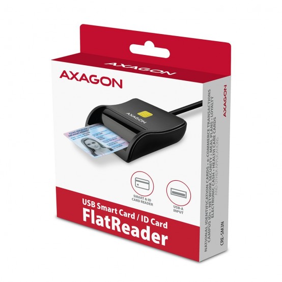 Card reader Axagon Cititor electronic carti de identitate Smart Card FlatReader, USB 2.0 CRE-SM3N