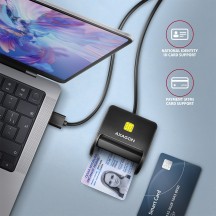 Card reader Axagon Cititor electronic carti de identitate Smart Card FlatReader, USB 2.0, SD/microSD/SIM CRE-SM3SD