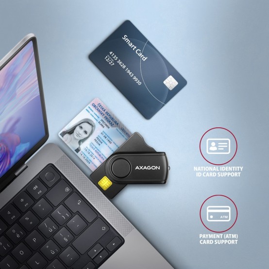 Card reader Axagon Cititor electronic carti de identitate Smart card PocketReader, USB 2.0, SD/microSD/SIM Card CRE-SMP2A