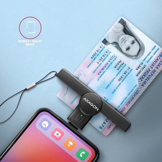 Card reader Axagon Cititor electronic carti de identitate Smart Card PocketReader, USB-C CRE-SMPC