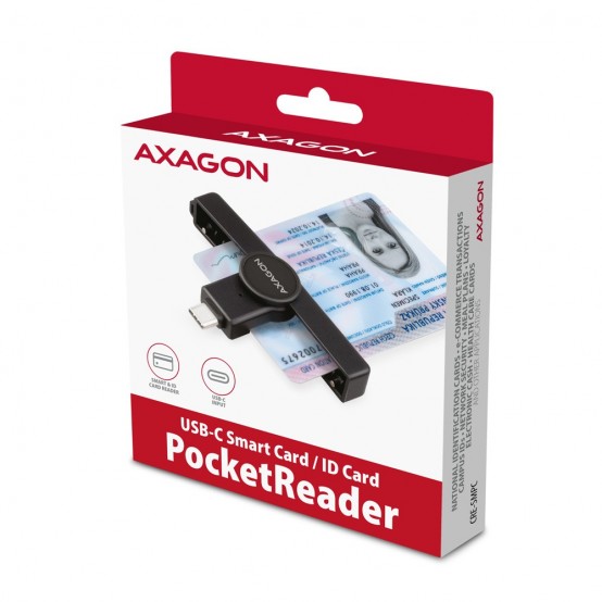 Card reader Axagon Cititor electronic carti de identitate Smart Card PocketReader, USB-C CRE-SMPC