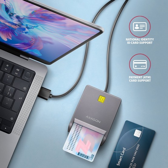 Card reader Axagon Cititor electronic carti de identitate Smart Card FlatReader, USB 2.0 CRE-SM3T