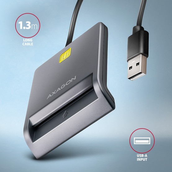 Card reader Axagon Cititor electronic carti de identitate Smart Card FlatReader, USB 2.0 CRE-SM3T