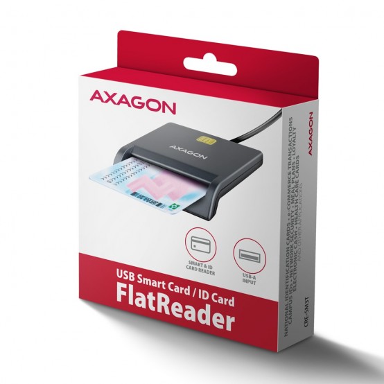 Card reader Axagon Cititor electronic carti de identitate Smart Card FlatReader, USB 2.0 CRE-SM3T