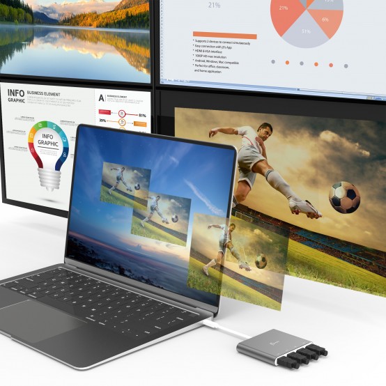 Adaptor j5create USB-C to 4-Port HDMI Multi-Monitor Adapter JCA366-N