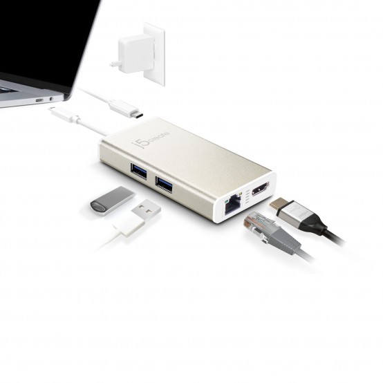 Docking Station j5create USB-C Multi-Adapter - HDMI/Ethernet/USB 3.1 HUB/PD 3.0 JCA374-N