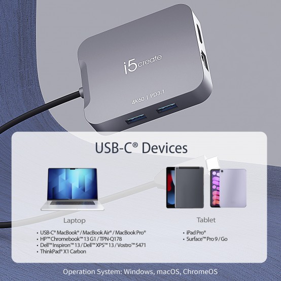 Docking Station J5Create 4K60 Elite USB-C Travel Adapter JCD3191-N