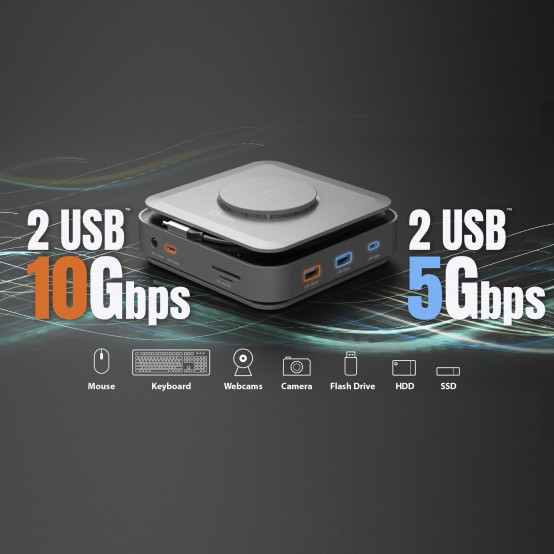 Docking Station J5Create USB-C Dock Dual 4K HDMI with 140W GaN PD 3.1 Power Adapter JCD3199P-FN