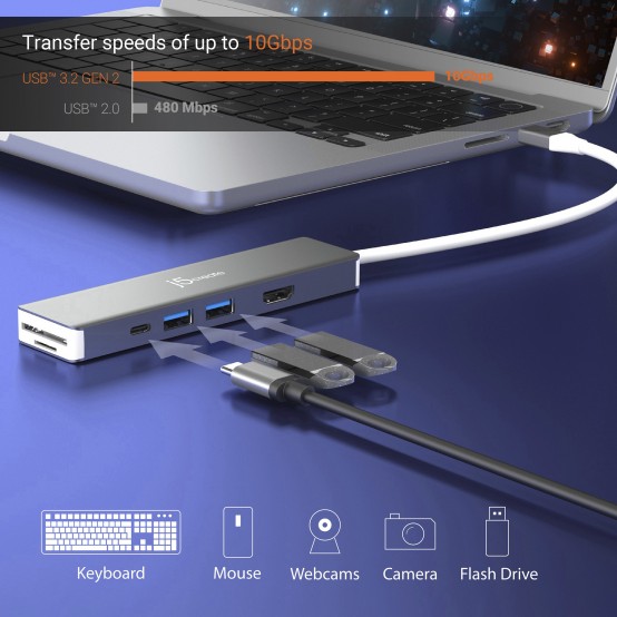Docking Station J5Create 4K60 Elite USB-C 10Gbps Multi-Adapter JCD390-N