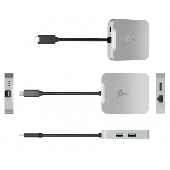 Docking Station j5create 4K60 Elite USB-C PD Multi-Port Adapter JCD391-N