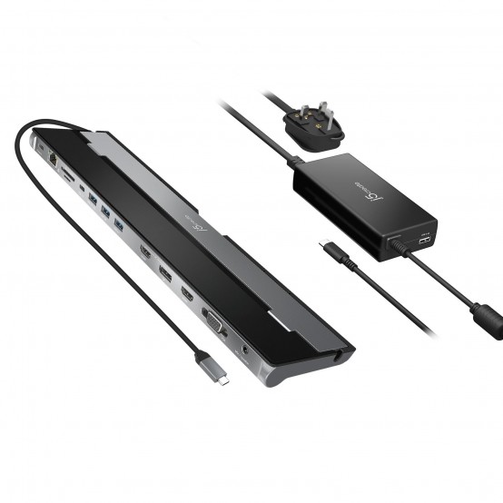 Docking Station j5create USB-C Triple Display with 100W PD Adapter - UK JCD543P-FN