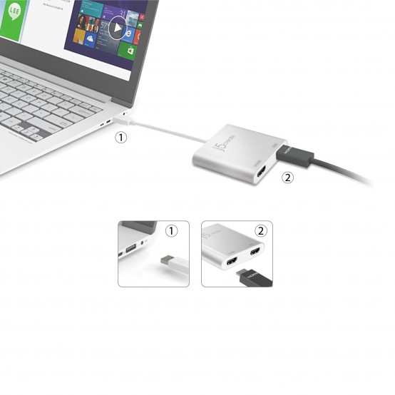 Adaptor j5create USB 3.0 to Dual HDMI Multi-Monitor Adapter JUA365-N