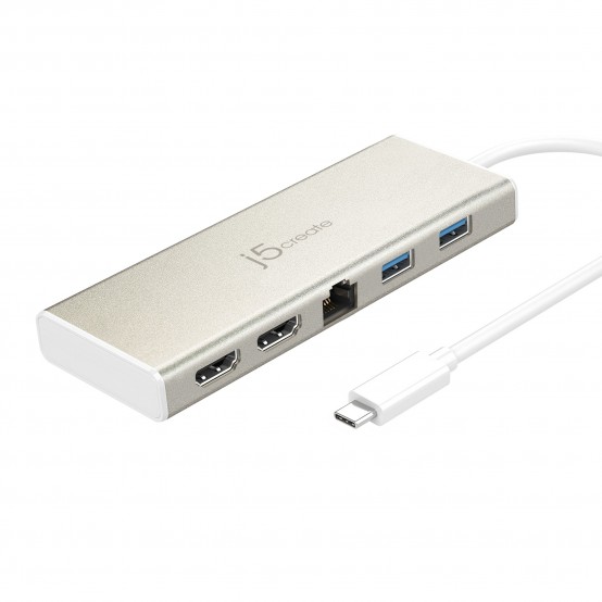 Docking Station j5create USB Type-C Dual HDMI Mini Dock-Ethernet/ USB 3.1 HUB / PD2.0 JCD381-N