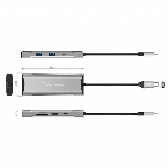 Docking Station j5create 4K60 Elite USB-C 10Gbps Mini Dock JCD393-N