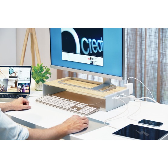 Suport j5create Wood Monitor Stand with Docking Station JCT425-N