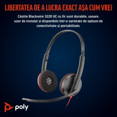 Casca HP Poly Blackwire C3220 Stereo USB-C Headset +Carry Case 80S07AA