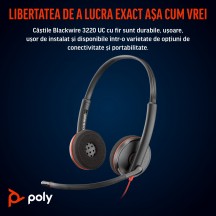 Casca HP Poly Blackwire C3220 Stereo USB-C Headset +Carry Case 80S07AA