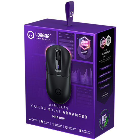 Mouse Lorgar Wireless Gaming Mouse Advanced MSA10W Black LRG-MSA10W-BK