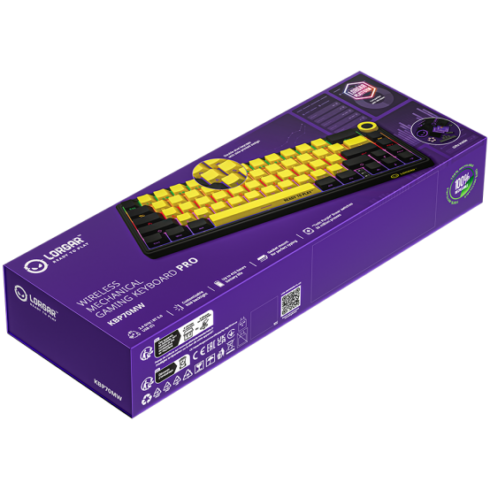Tastatura Lorgar Wireless 65% Mechanical Gaming Keyboard Pro Black/Yellow LRG-KBP70MW-YL-US