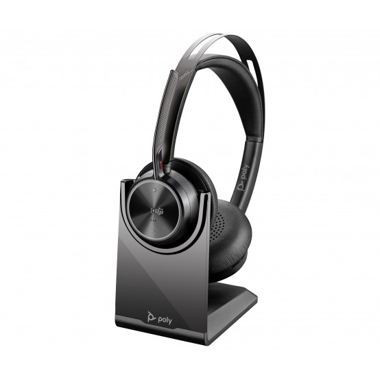 Casca HP Poly Voyager Focus 2 Microsoft Teams Certified USB-C-C Headset +USB-C/A Adapter +Charging Stand 9T9J6AA