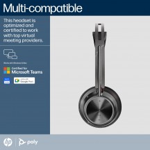 Casca HP Poly Voyager Focus 2 Microsoft Teams Certified USB-C-C Headset +USB-C/A Adapter +Charging Stand 9T9J6AA