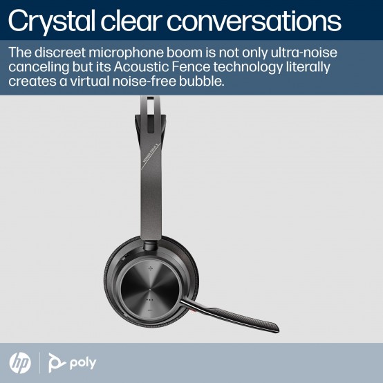 Casca HP Poly Voyager Focus 2 Microsoft Teams Certified USB-C-C Headset +USB-C/A Adapter +Charging Stand 9T9J6AA