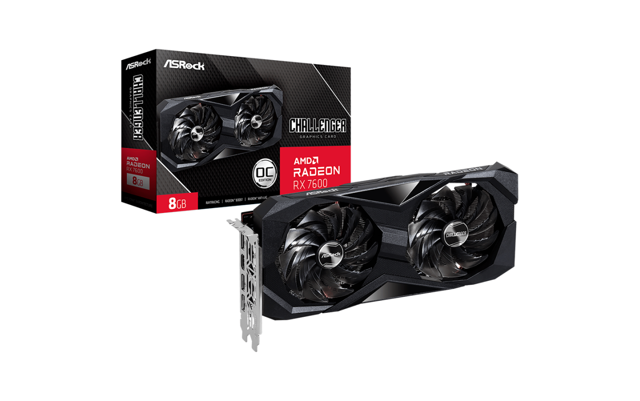 Cl Box Rx Placa video ASRock AMD Radeon RX 7600 Challenger 8GB OC RX 7600 CL 8GO
