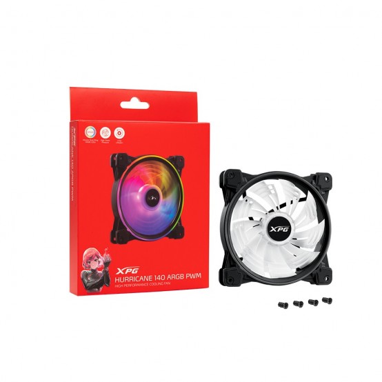 Ventilator XPG Hurricane ARGB 140 PWM Black VEXPHURR140PWMBK